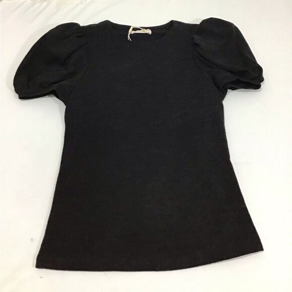 Petersyn Black Short Sleeve Chic Black Puff Sleeve Top New Size XS - Picture 2 of 9